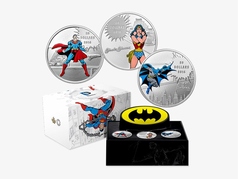 Pure Silver Coloured 3-coin Subscription Dc Comicstm - Dc Comics Coins 2016, transparent png download