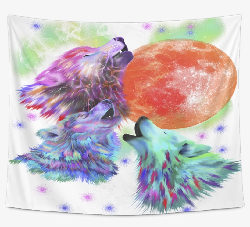 Three Wolves Tapestry - Moon, transparent png download