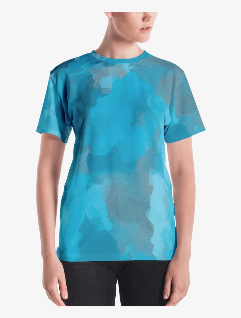 Aqua Watercolor Women's T Shirt T Shirt Zazuze - T-shirt, transparent png download