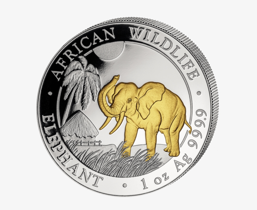 Official Somalia Silver Elephant "gilded" - Silver, transparent png download