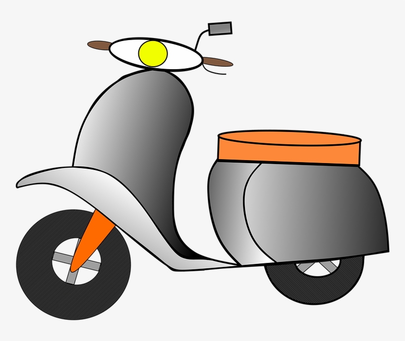 Motor Scooter Roller Two Wheeled - Cartoon, transparent png download