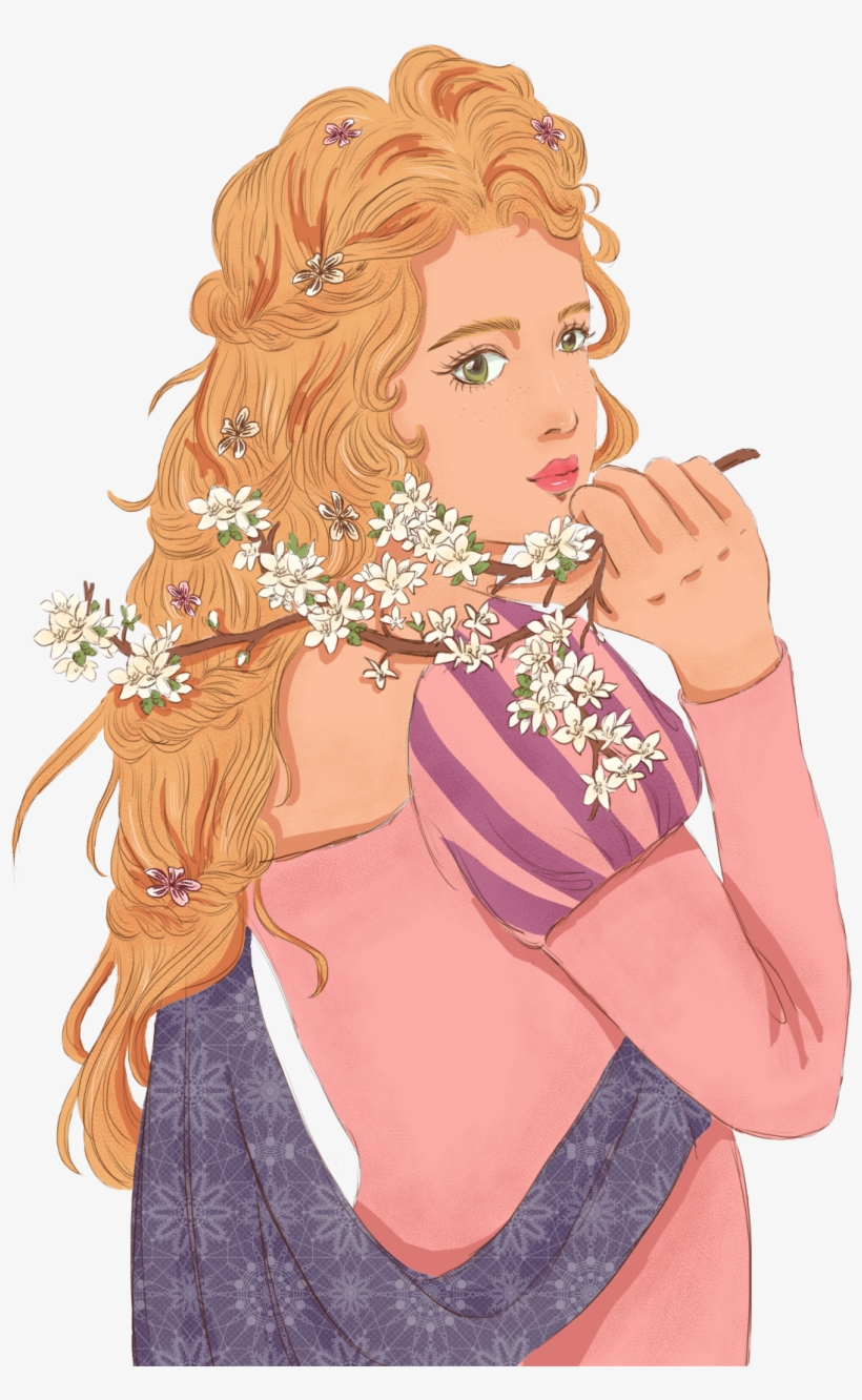 Mode Calmar Fille Aux Cheveux Longs Png And Psd - Illustration, transparent png download