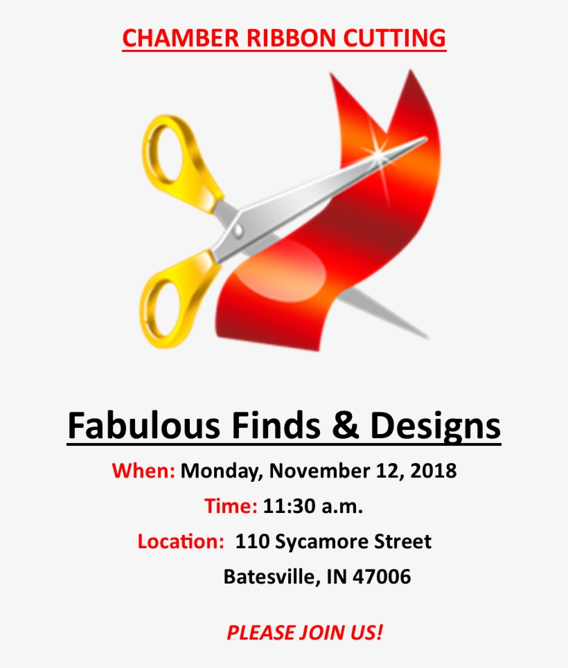 Chamber Ribbon Cutting Fabulous Finds & Designs - Ribbon Cutting, transparent png download