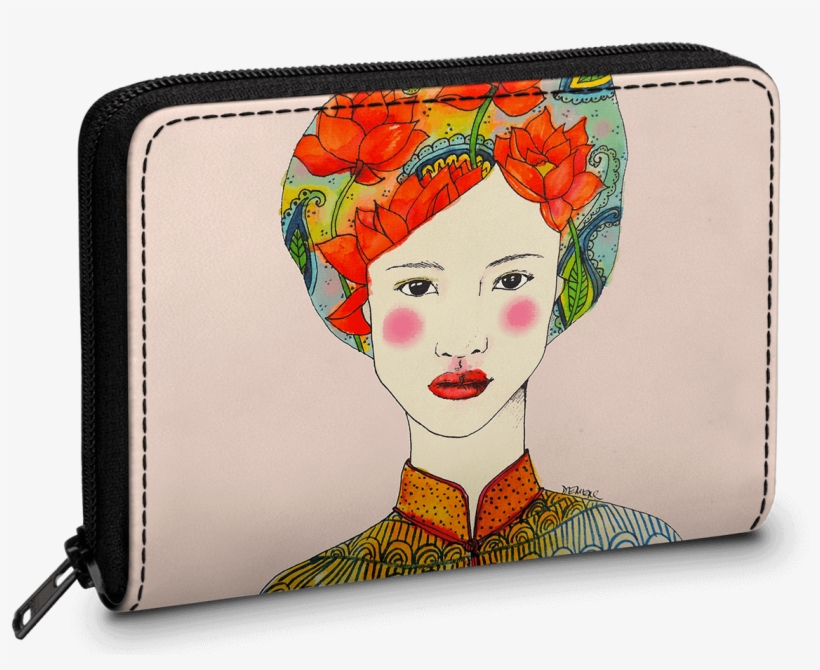 Dailyobjects Lotus Girl Zipper Slim Card & Coin Wallet - Wallet, transparent png download