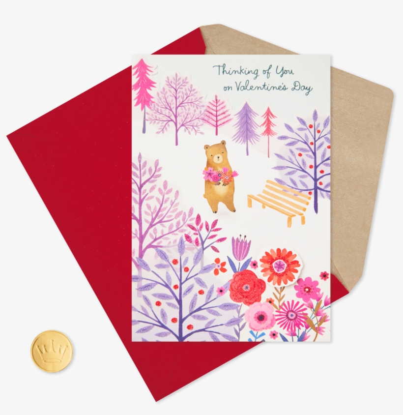 Thinking Of You Bear Pop Up Valentine's Day - Art Paper, transparent png download