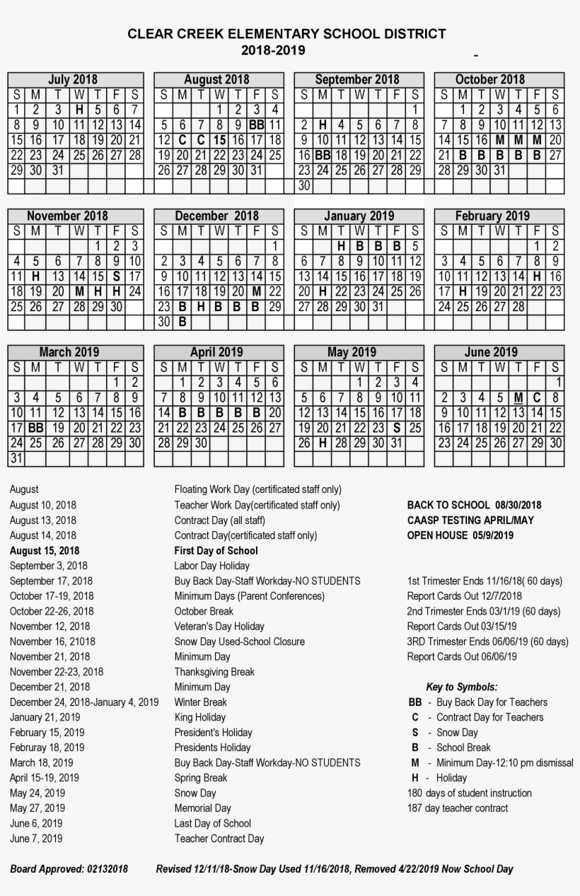 Calendar 2018-2019 - Document, transparent png download
