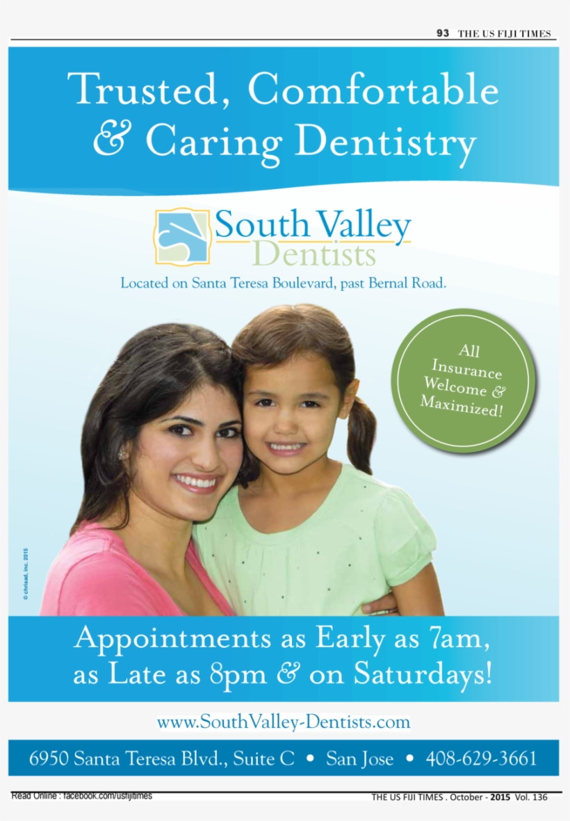 93 The Us Fiji Times Trusted, Comfortable Caring Dentistry - Poster, transparent png download