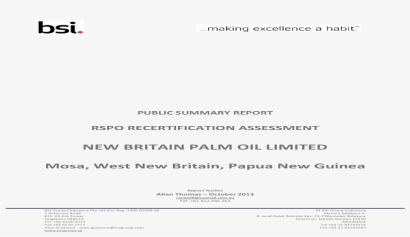 Public Summary Report Rspo Recertification Assessment - Deckblatt Seminararbeit W Seminar, transparent png download