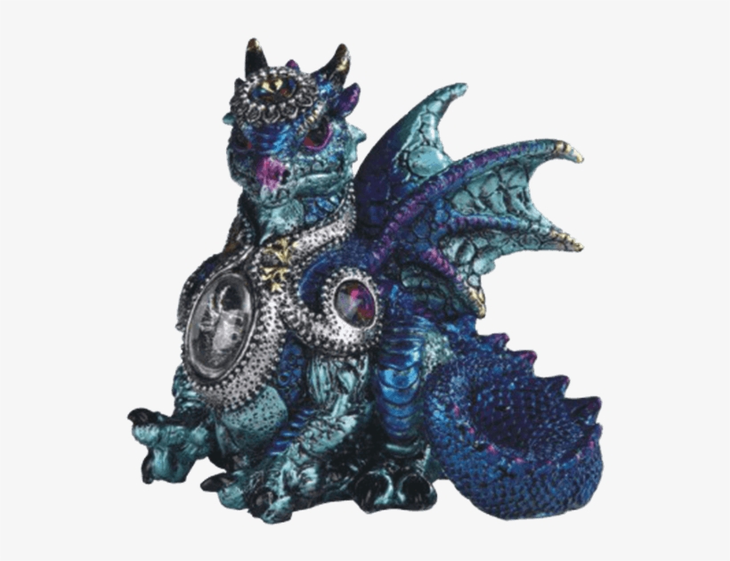 Blue Baby Dragon In Gem Armour Statue - Figurine, transparent png download
