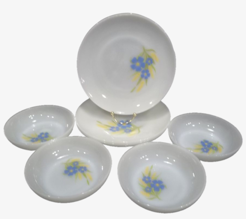 Fire King Forget Me Not-set Of 8pcs - Ceramic, transparent png download