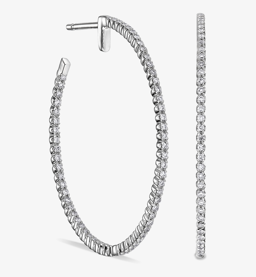Large Thin In And Out Diamond Hoop Earrings - Earrings, transparent png download