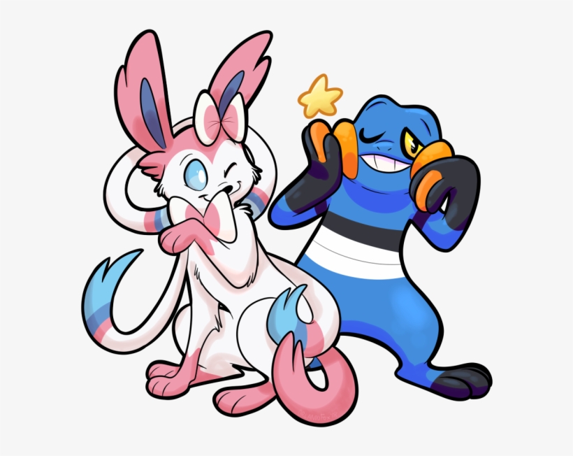 Sylveon Croagunk Sticker - Cartoon, transparent png download