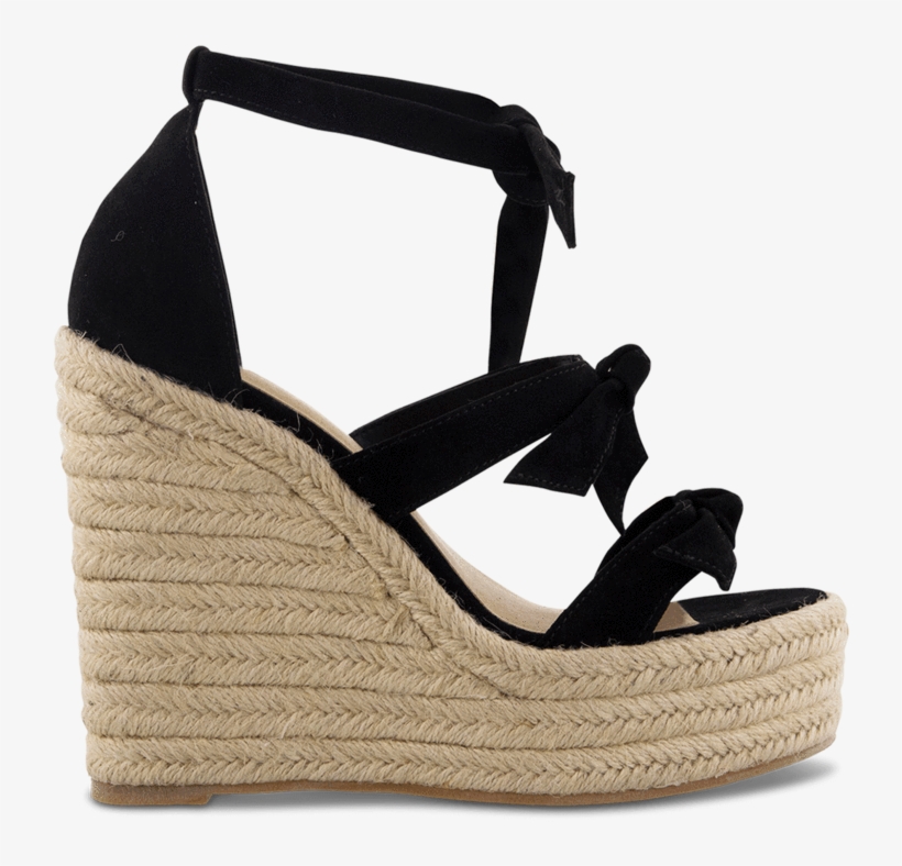 Barney Black Kid Suede Wedges, transparent png download
