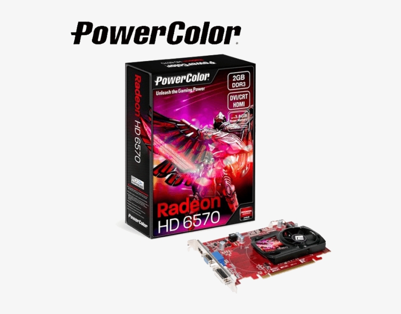 Powercolor Hd6570 2gb Ddr3 Graphic Card Ax6570 2gbk3-h - Powercolor Radeon Hd 6570, transparent png download