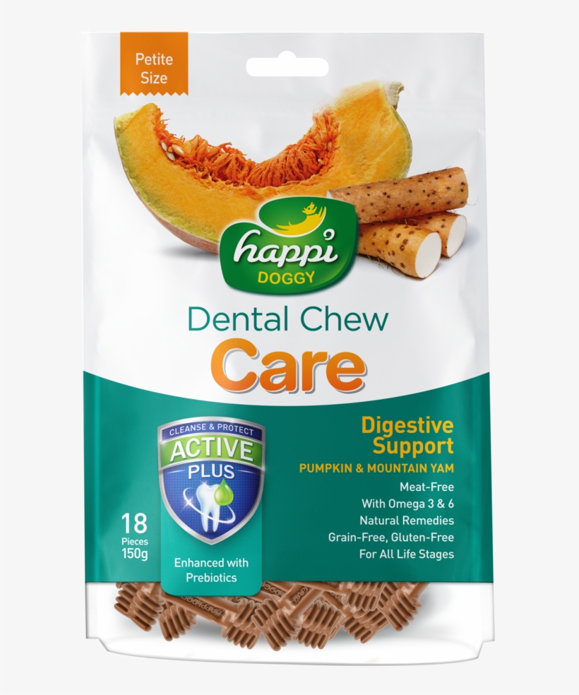 Happi Doggy Dental Chew Care Digestive Support Pumpkin - Happi Doggy Dental Chew Care, transparent png download