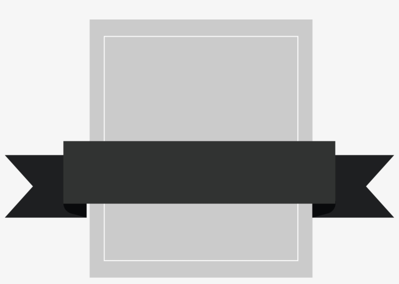 Gray Rectangle Badge With Black Ribbon, transparent png download