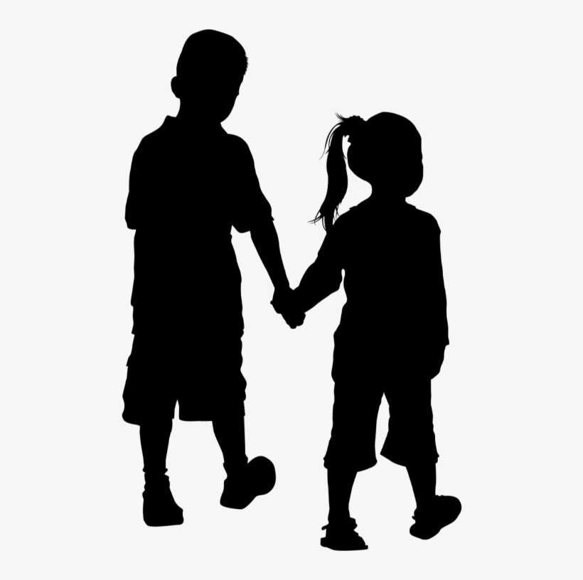 Report Abuse - Children Silhouette Holding Hands, transparent png download