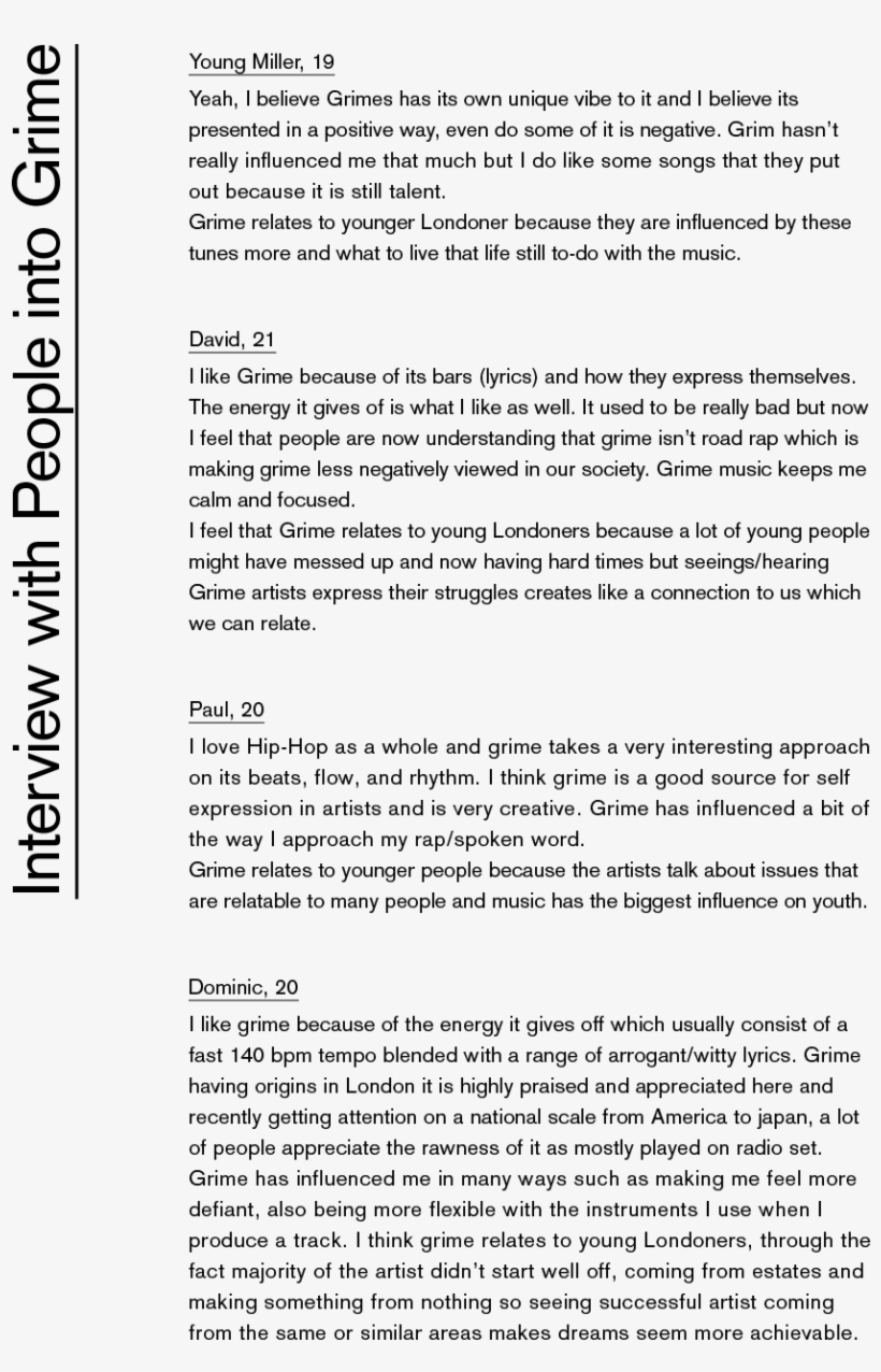 Interview With Young People Who Are Into Grime, Conducted - Document, transparent png download