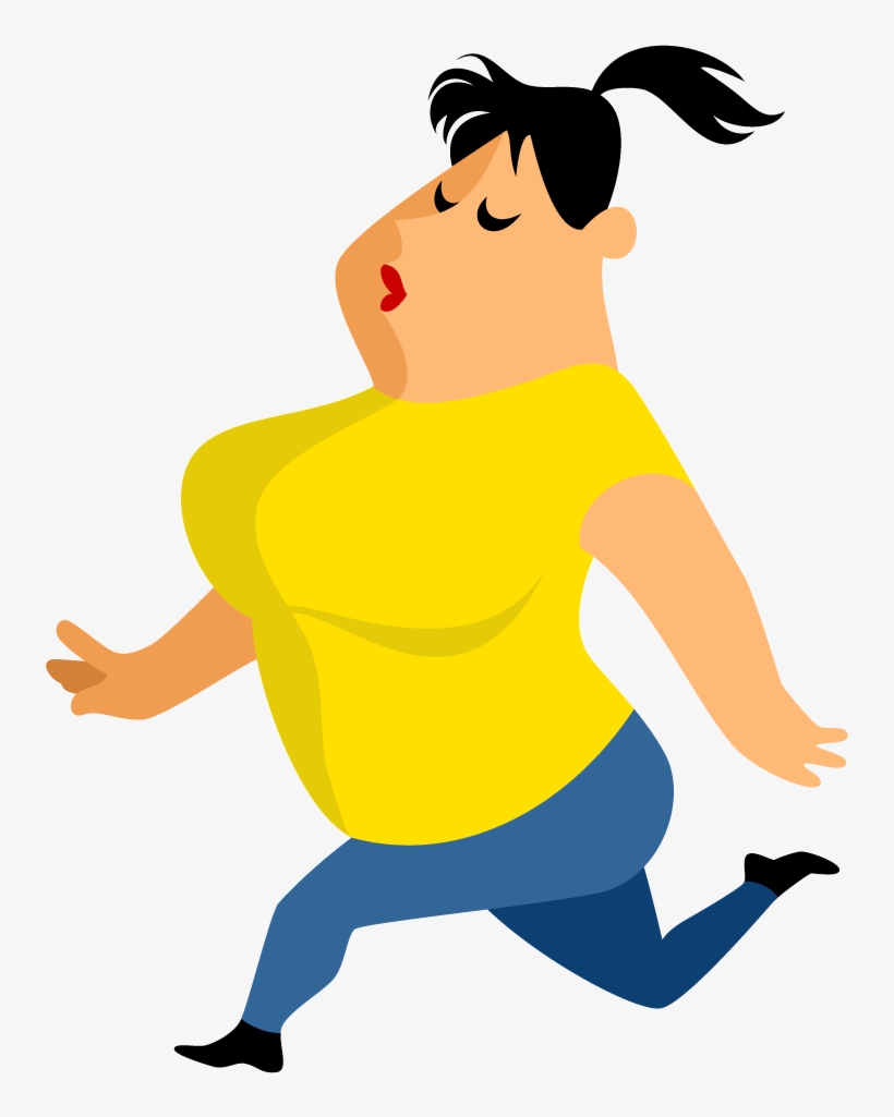 Running Illustration Yellow Obese - Running, transparent png download
