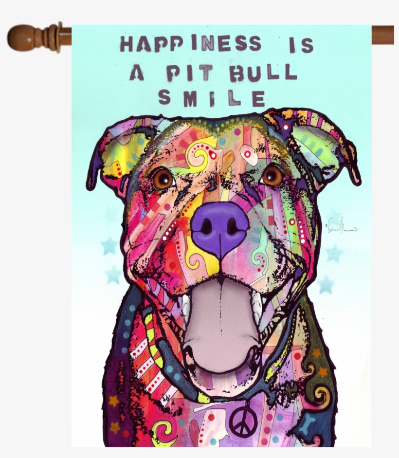 Happiness Is A Pit Bull Smile Pit Bull Flag Featuring - Dean Russo Pitbull Smile, transparent png download