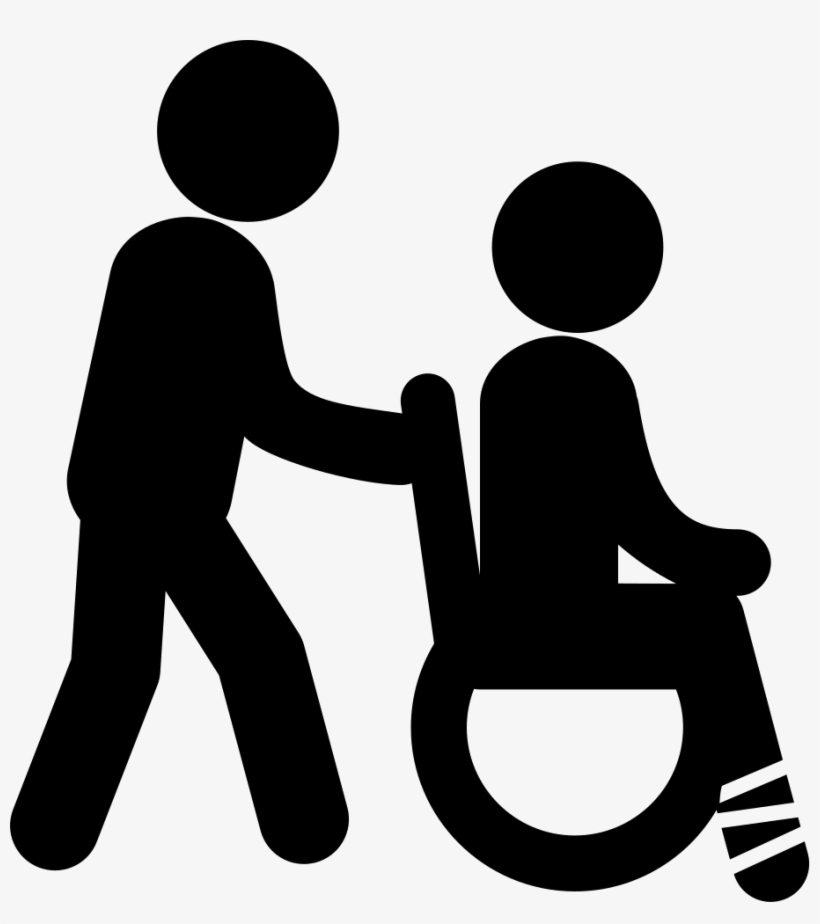 Man Pushing A Wheels Chair With Person Sitting On It - Care Of The Elderly Png, transparent png download