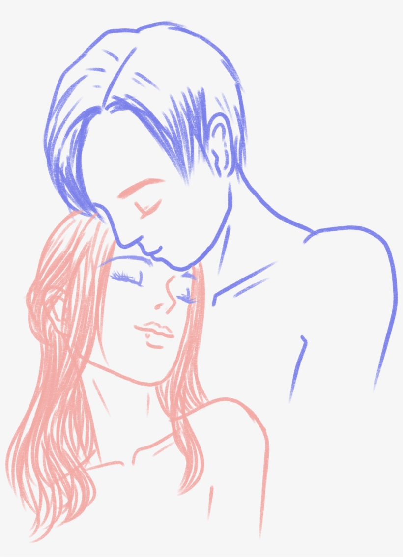 Hand Drawn Valentine Couple Men Women Png And Psd - Sketch, transparent png download