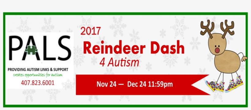 2017 Reindeer Dash 4 Autism - Number, transparent png download