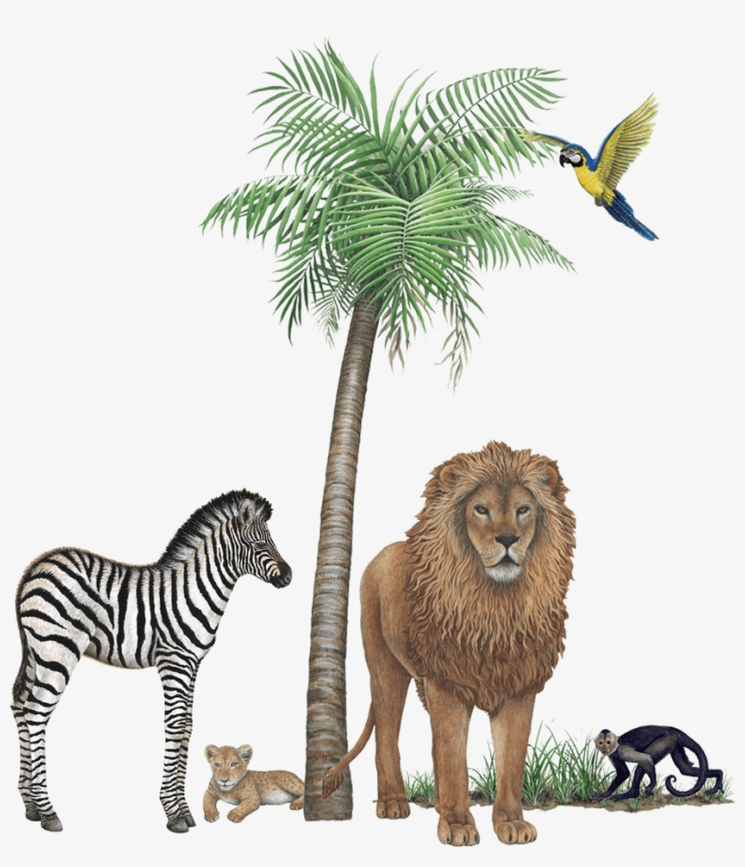 Jungle Wildlife Mural Collection - Palm Tree Mural Decal, transparent png download