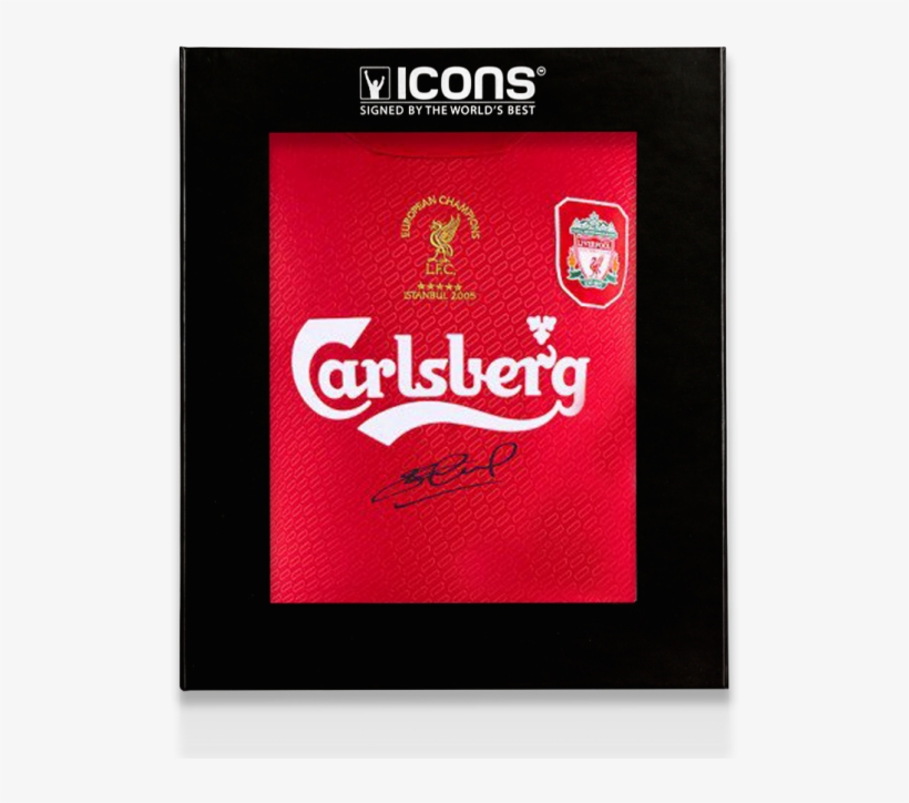 Steven Gerrard Front Signed Liverpool 2004-05 Home - Carlsberg, transparent png download