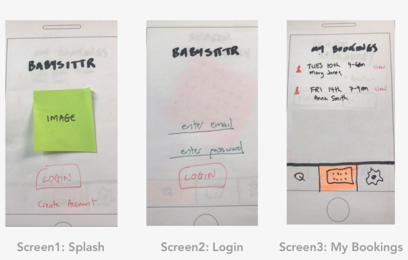 3 Mobile App Screen Designs, Made With Pen And Paper - Paper, transparent png download