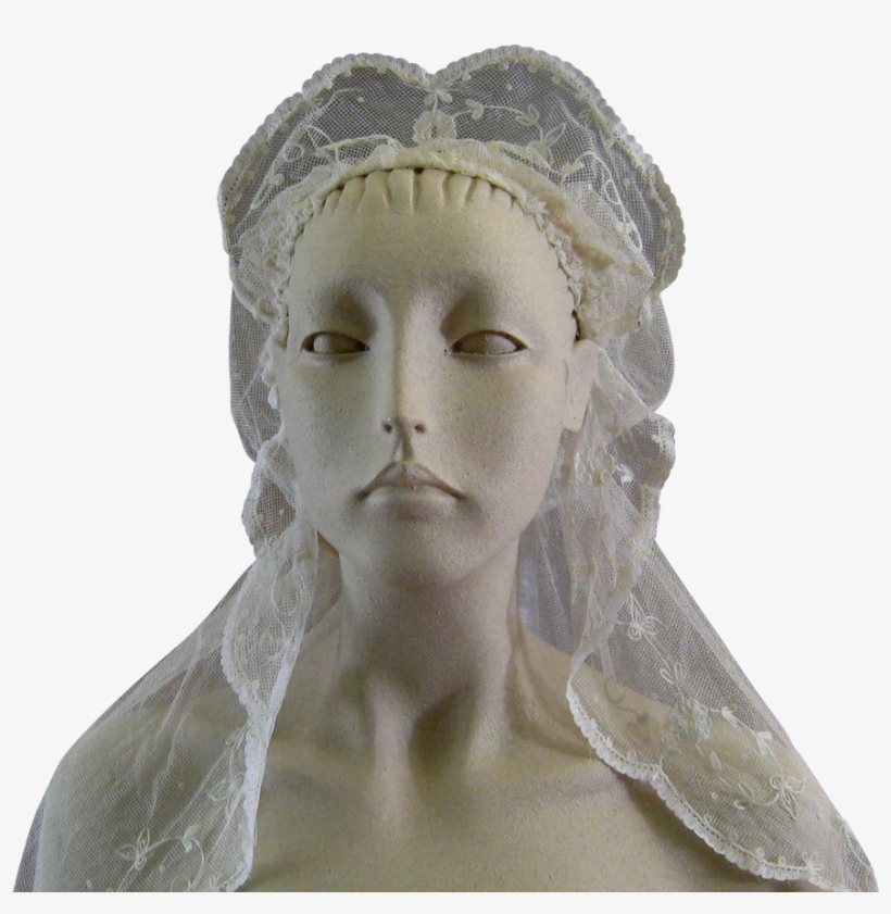 Vintage Brussels Princess Lace Wedding Veil C - Bust, transparent png download
