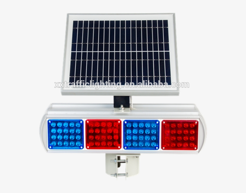 Red And Blue Solar Control Flashing 3 Aspect Led Traffic - Solar Panel, transparent png download