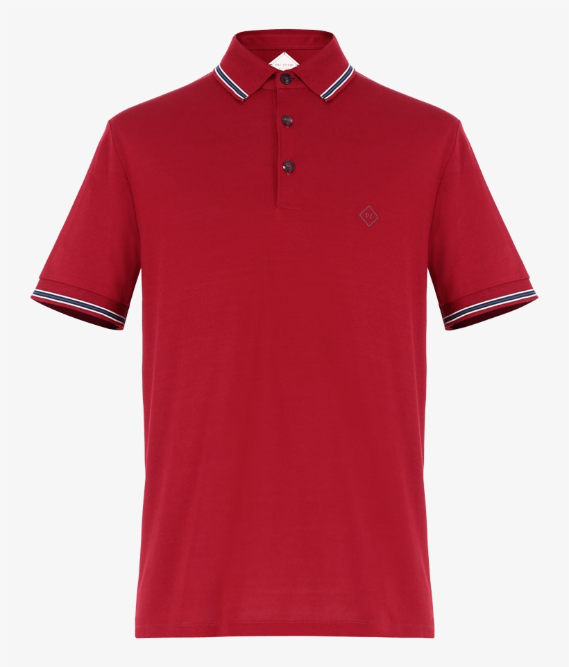 Red Cotton Polo With Knit Collar - Pique Skjorte Rød, transparent png download