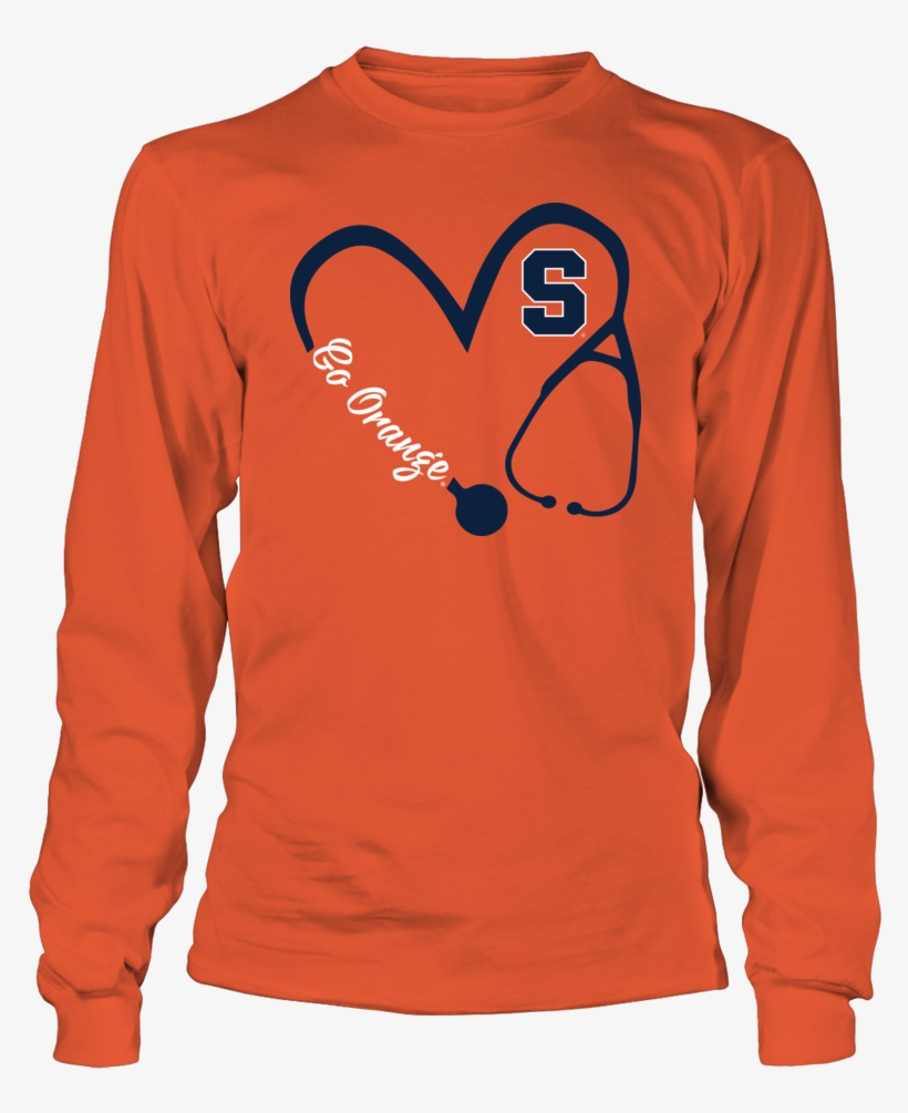 Syracuse Orange - Heart 3/4 - Nurse - Orange Shirt - Clemson Tiger Shirts Girl, transparent png download