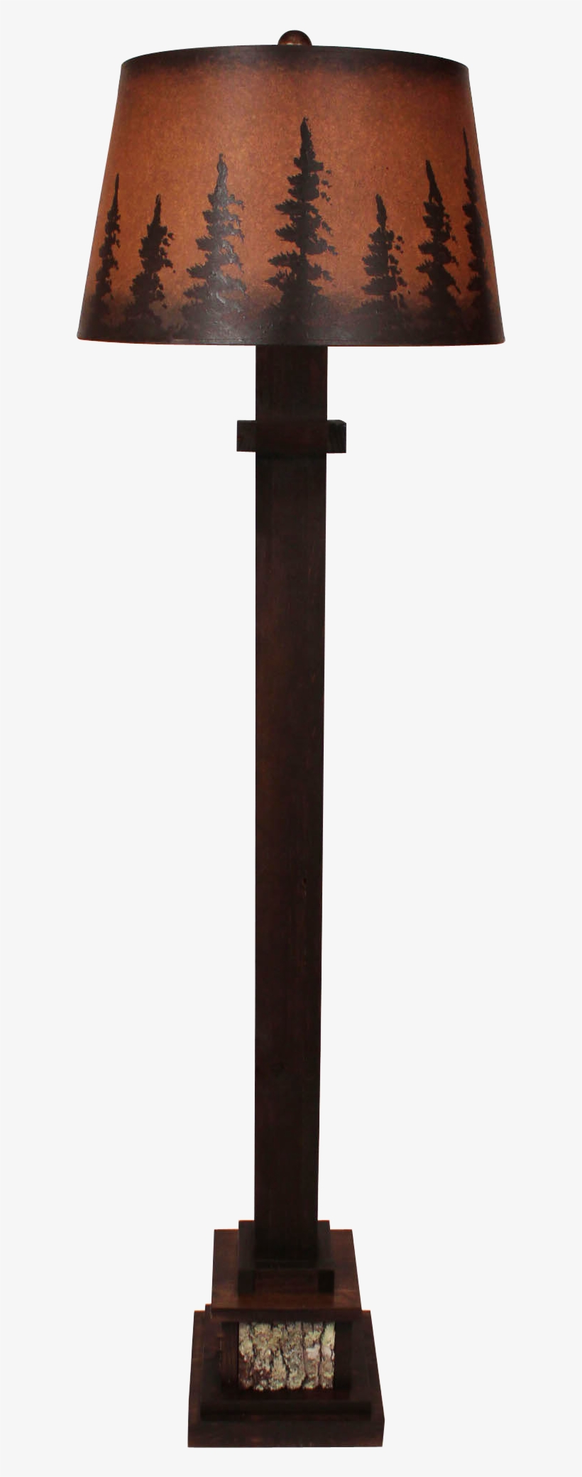 Aspen Square Wooden Floor Lamp With Poplar Bark Accent- - Lamp, transparent png download