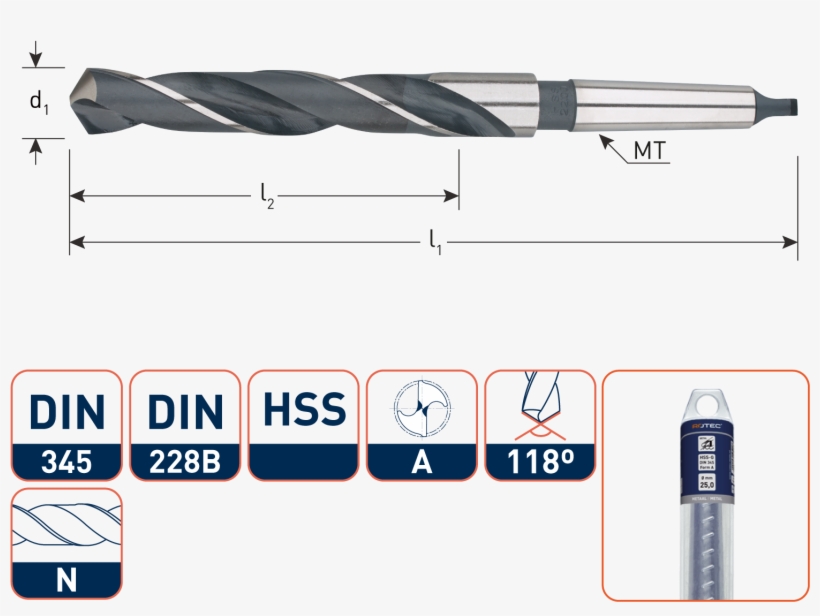 Hss Drill Bit, Morse Taper, Silver-line - Meerfasenboor 17, transparent png download