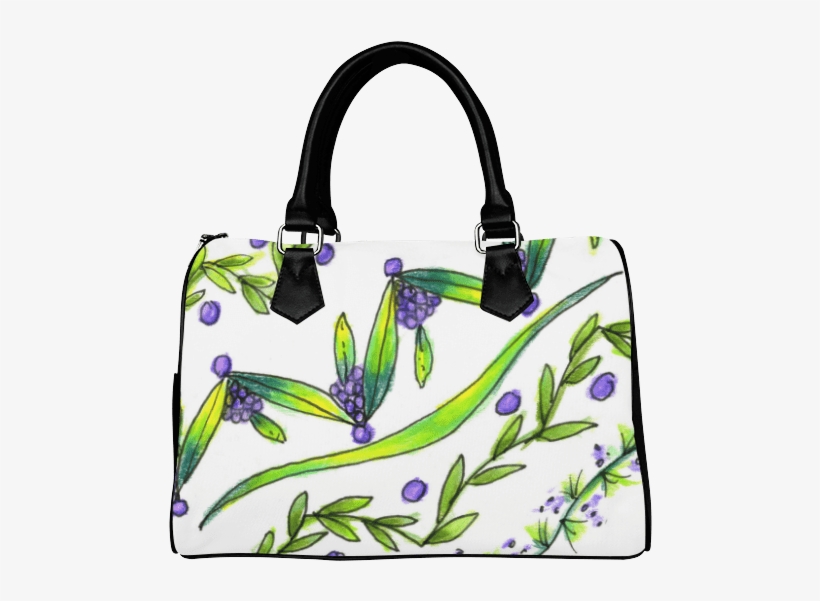 Dancing Green, Purple Vines, Grapes Zendoodle Boston - Handbag, transparent png download