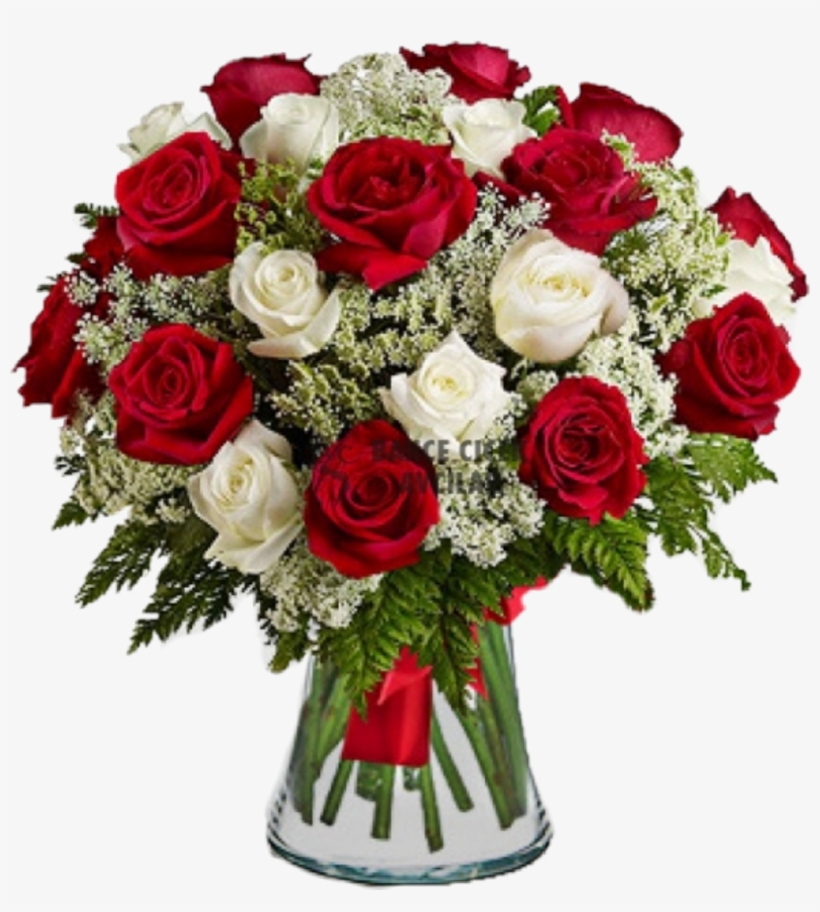 Jarrón Sticker - Red Roses And White Flowers, transparent png download