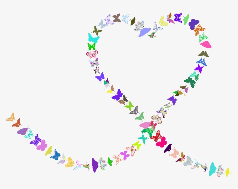 Butterflies Heart Trail Prismatic - Heart, transparent png download