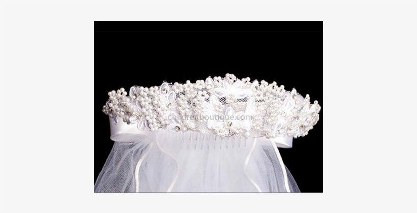 First Communion Veil With Floral Crown $24 - Headpiece, transparent png download