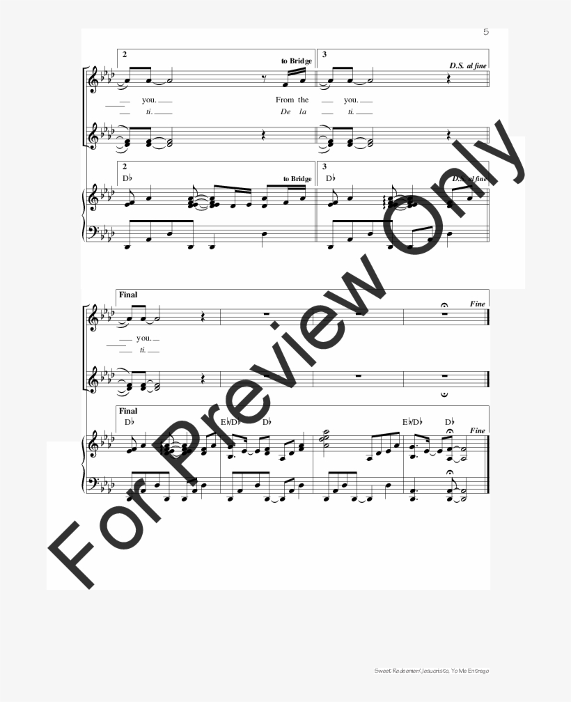 Sweet Redeemer / Jesucristo Yo Me Entrego Thumbnail - Sheet Music, transparent png download