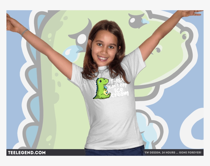Sad T-rex - Women Goodie Two Sleeves Fun T-shirt, transparent png download