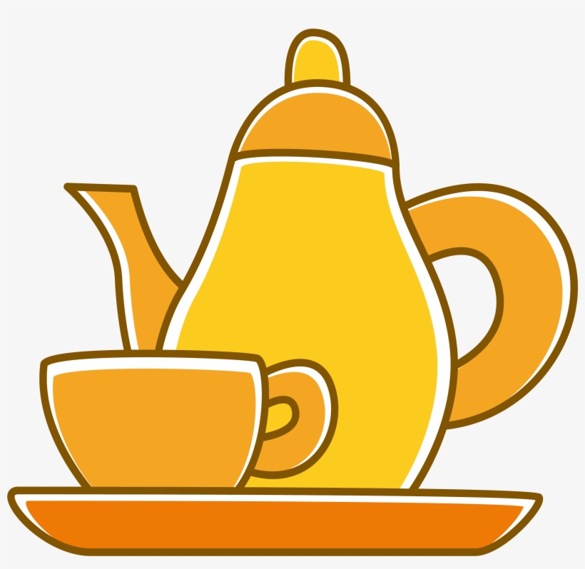 Teaware Coffee Clip Art Tea Set Transprent - Cha De Cozinha Amarelo Vetor, transparent png download