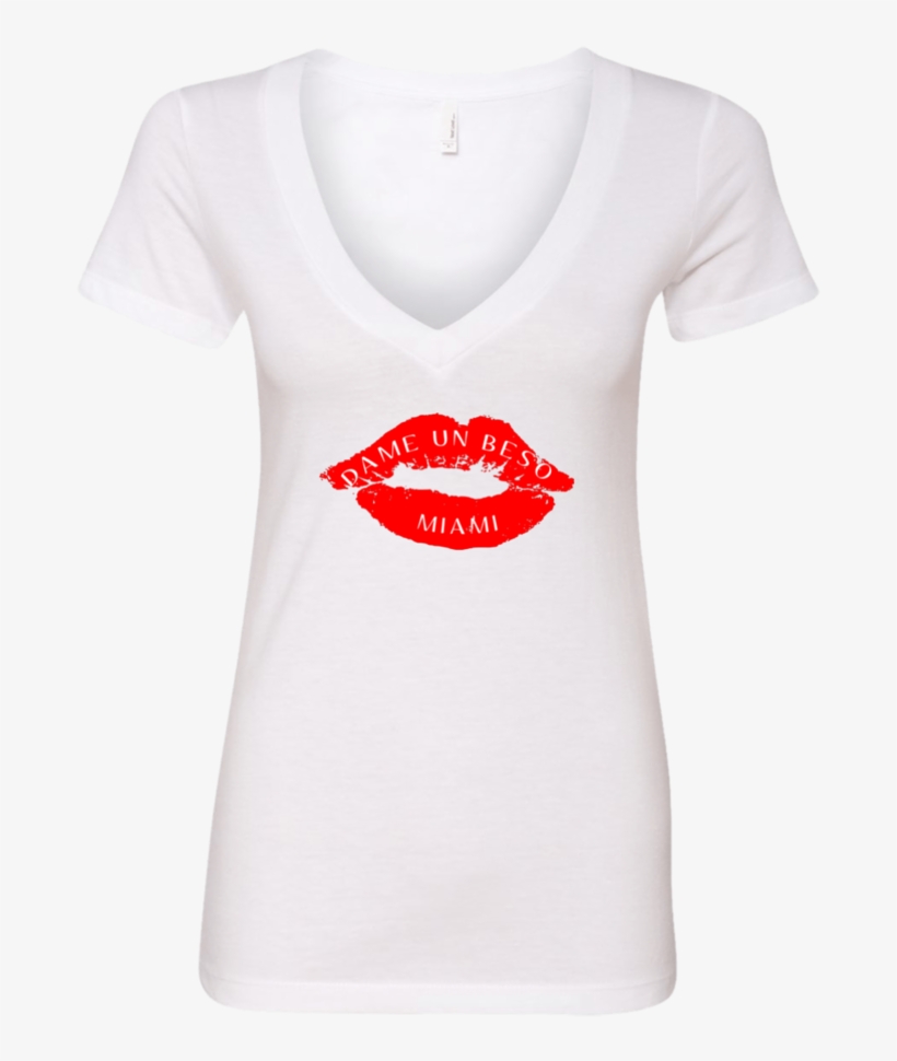 Dame Un Beso Miami Ladies' Deep V Neck T Shirt - Tyrannosaurus, transparent png download