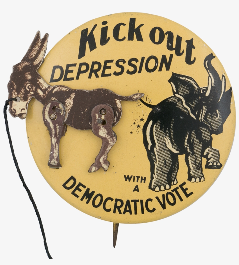 Kick Out Depression Democratic - Political Button, transparent png download