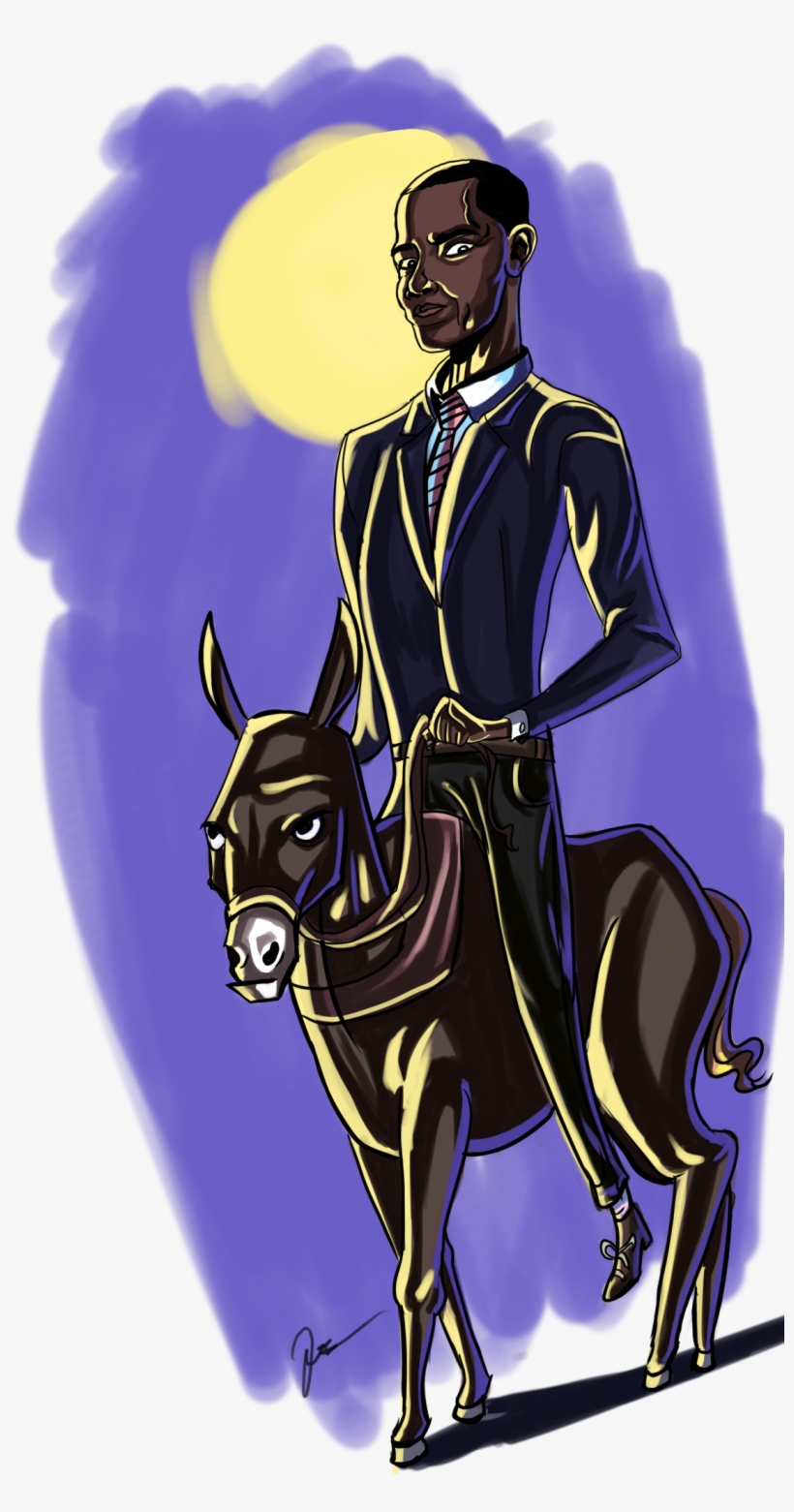 Obama Riding The Democratic Donkey - Illustration, transparent png download