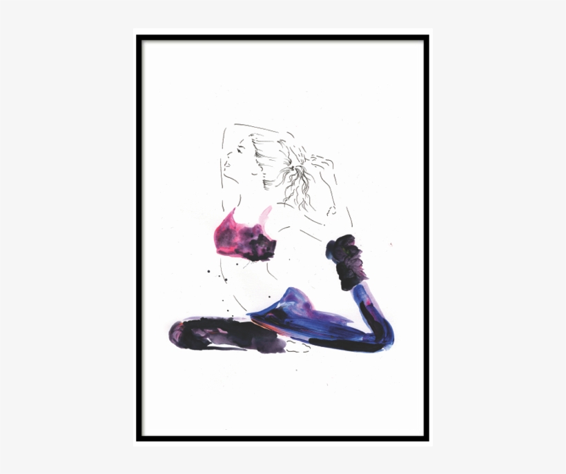 Vyaghrasana Neon Yoga Pose Print - Sketch, transparent png download