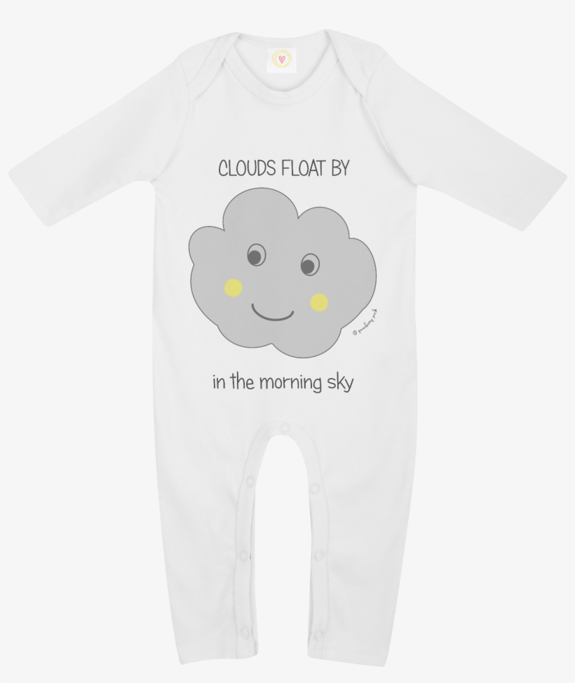Gooseberry Pink Cloud Baby Sleepsuit In White Organic - White Sleepsuit Baby, transparent png download