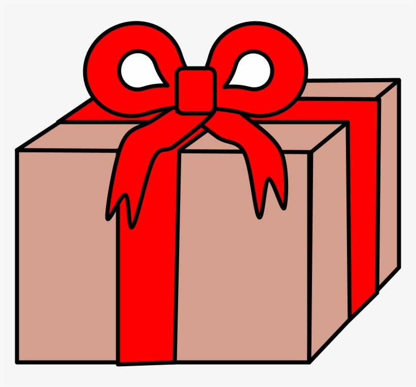 Gift, Tan Wrapping Paper, Red Ribbon, Png, transparent png download