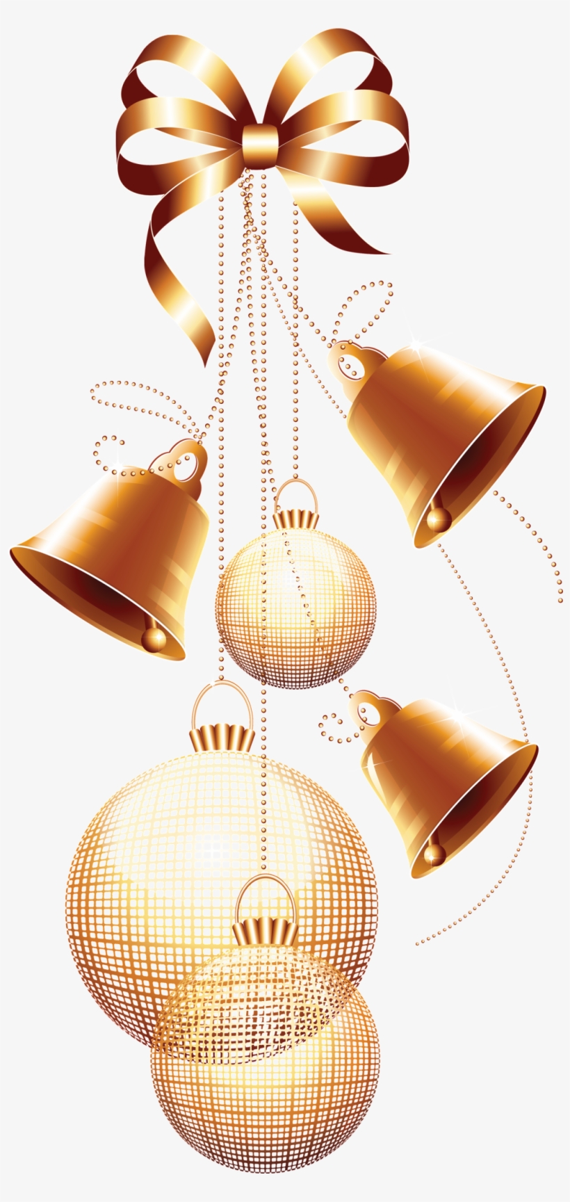 Golden Christmas Ornaments Transparent Decorative - Cloches Et Boules Noel Png, transparent png download